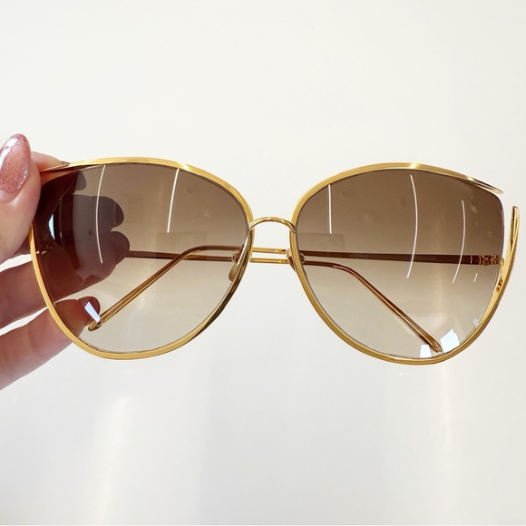 Linda Farrow Gold 774 C1 Jamila Cat Eye Sunglasses - Picture 2 of 6
